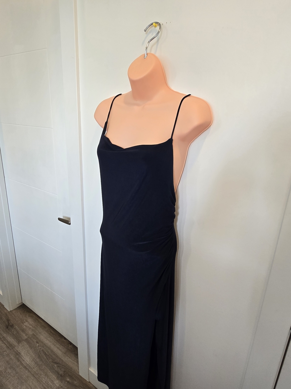 Pull&Bear Navy Cowl Neck Ruched Maxi Dress Size M - Picture 7 of 8